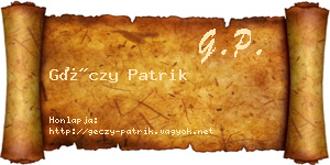 Géczy Patrik névjegykártya