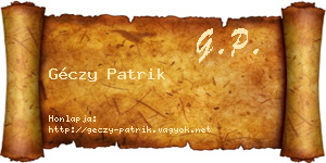 Géczy Patrik névjegykártya